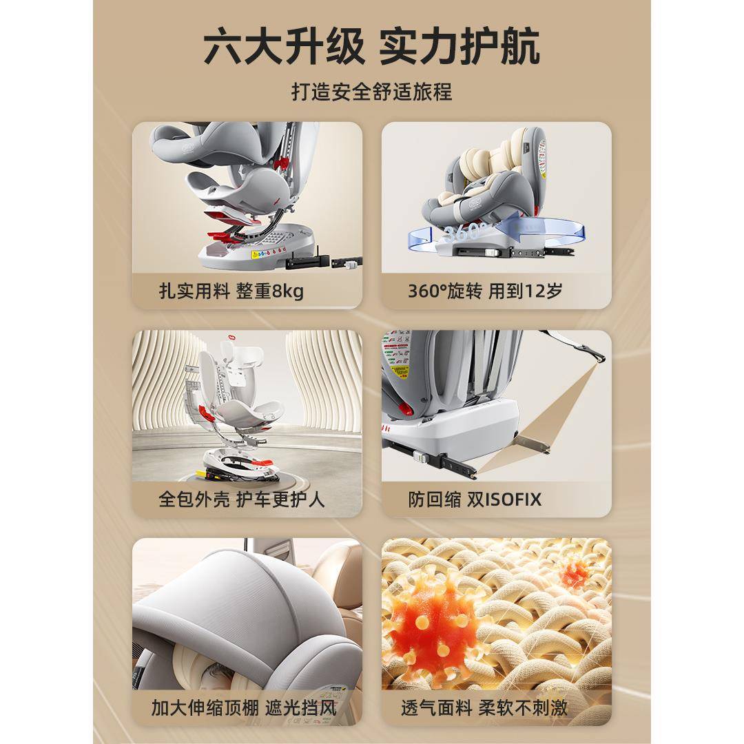 德国YQK儿童全座椅式汽车用婴儿宝宝车载01-2岁便携旋转通用安坐