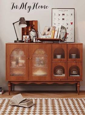 新款DG8889-2实木餐柜厅家用客中古置柜厨房边复古收纳柜玻物璃碗