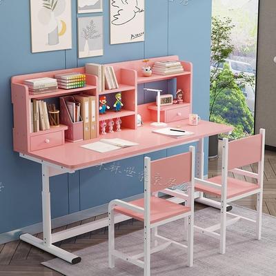 童儿学习桌椅双可JME升降小学生桌简约写字桌带书人架女孩书家用