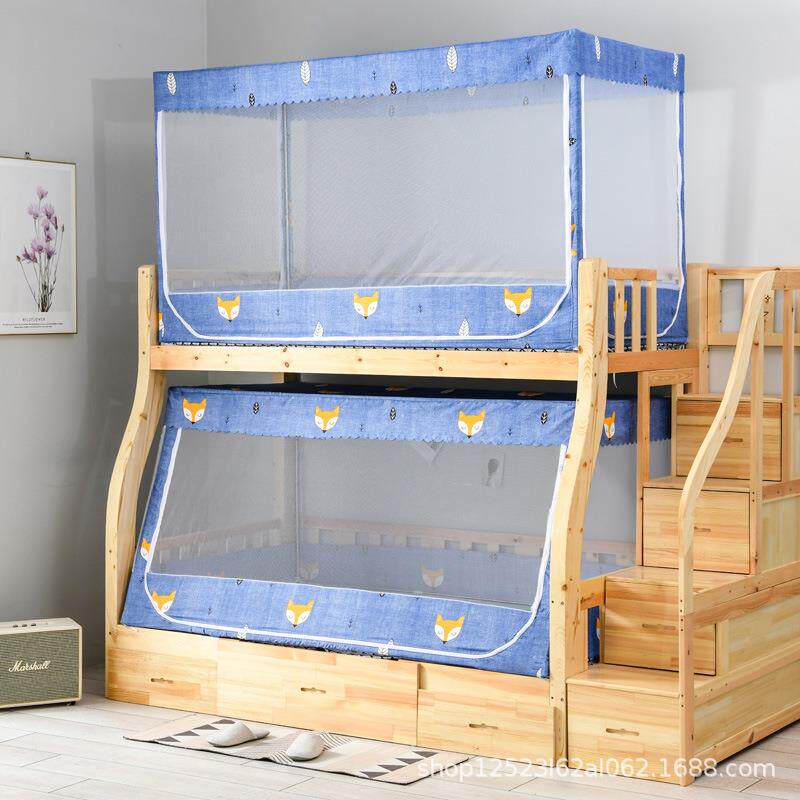 子母床下铺儿专用蚊帐上014下床双层三门开宝宝防摔童顶防尘带布