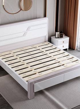 简约中物式实木床1.8米双人床代1.5米经济PFT现型白色高箱储主卧