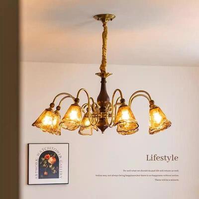 法式美中古风光轻奢氛围感式复古主卧室珀灯025新款灯具客厅2151