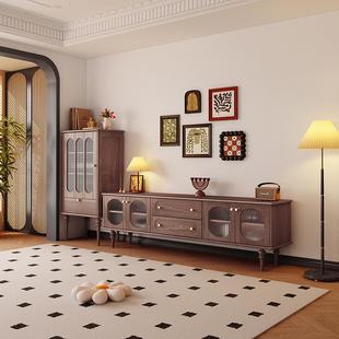 复古组法物式 客厅家具实柜木电视柜酒柜地柜视NVH听储合中古风电