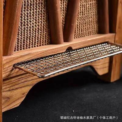 方形老榆木围炉桌实木户小茶外庭院WOK煮茶喝方桌可抽拉原木烧烤