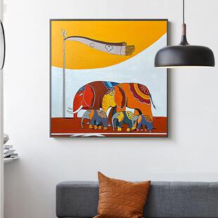 手绘纯抽象画WY5171大象素材沙发肌背景客厅卧室画玄关装饰画理油