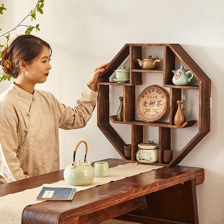 中式紫ABP砂壶壁博挂展示架茶具古架阁博古架宝茶展示架多收架纳