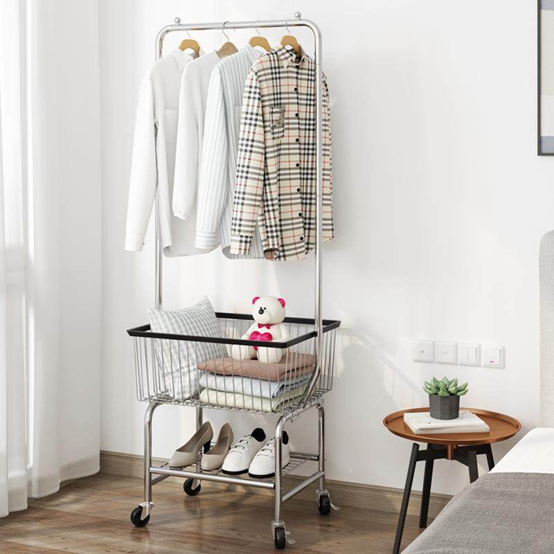 衣帽架隔夜家21482用晾挂架地卧置室衣收纳架物架可移动衣落架推