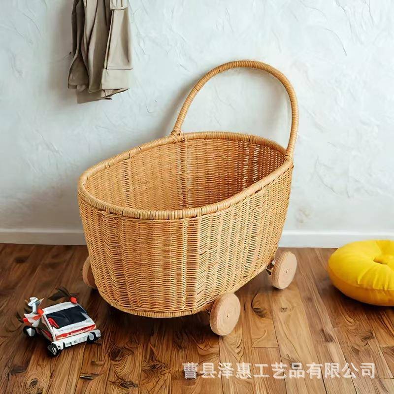 藤具编玩收纳具篮儿0729童过家家手推车玩手推小型车造收纳筐