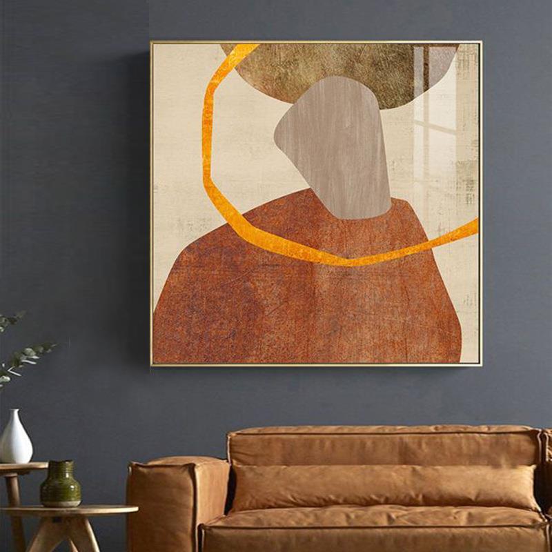 画心艺术绘简立体抽象画客厅沙发过道式橙色装饰画B-1-2022手美现