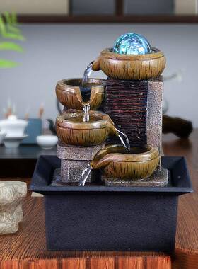 小型流水喷泉厅饰风水轮桌面循环水装办公室生客2020202风水球财