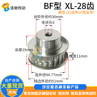 XL型铝合金同步皮带轮 28齿 齿宽11MM 节距5.08MM 同步轮XL