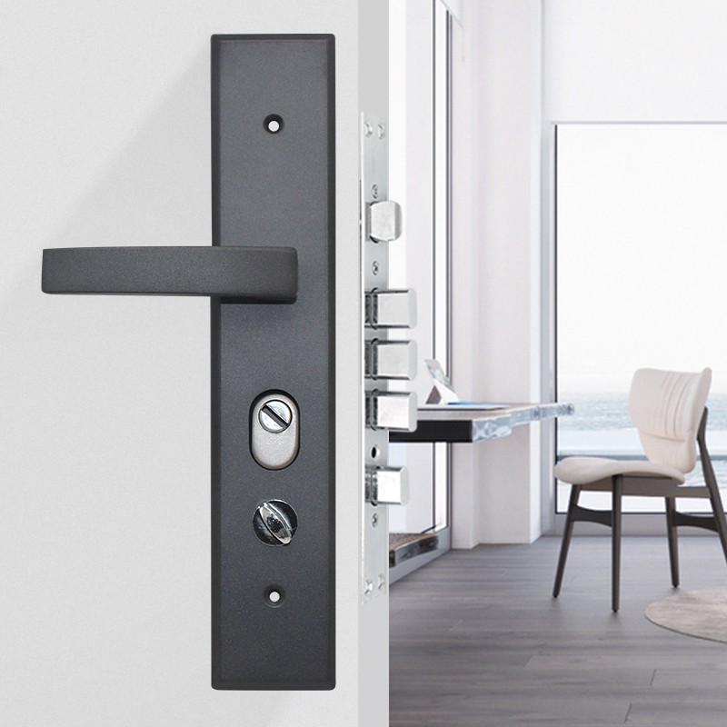 防盗门把手灰色通用型加厚面板大门锁具老式门配件家用拉手大门锁