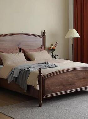 美式实木床北美桃黑胡木双人1.床50543米18.5现代简约主卧大靠背