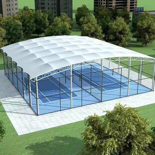 缩电动AUZ轨场道膜结构工厂屋顶悬空自动伸棚推拉篷篮球遮阳雨雨