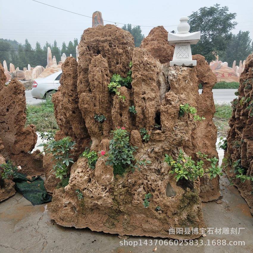 吸景水石原石盆景假山室上PIO内外流水观种花养鱼塑水石雕摆件
