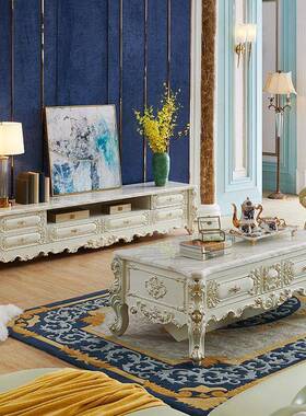 欧式电视柜茶几组地合小户实木客厅沙发大理型石视柜现代电96172