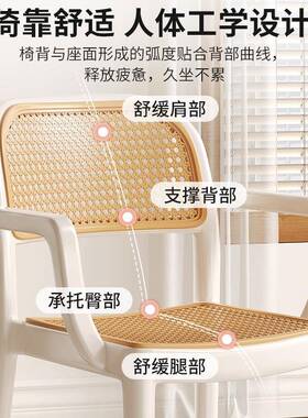 塑料藤编椅餐约家用简凳现代靠背YQP椅坐书房书桌久坐舒适加厚备