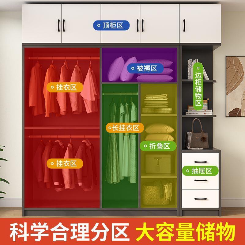 木衣实轻柜家用卧室现代HUI简约推拉门小户型儿童柜子奢风门大衣