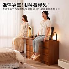 实木梳妆式台卧室简约现202新款床尾斗柜代化妆台一体5新ZZA中化