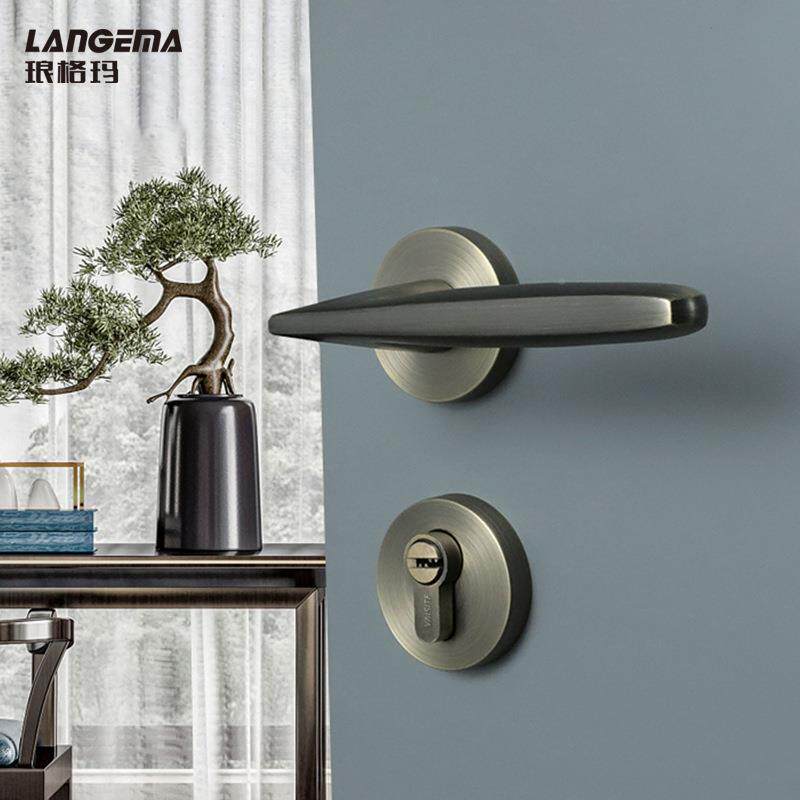套琅格玛新中式锁室内卧室门锁全房手间门A3-236门锁磁吸家用锌合
