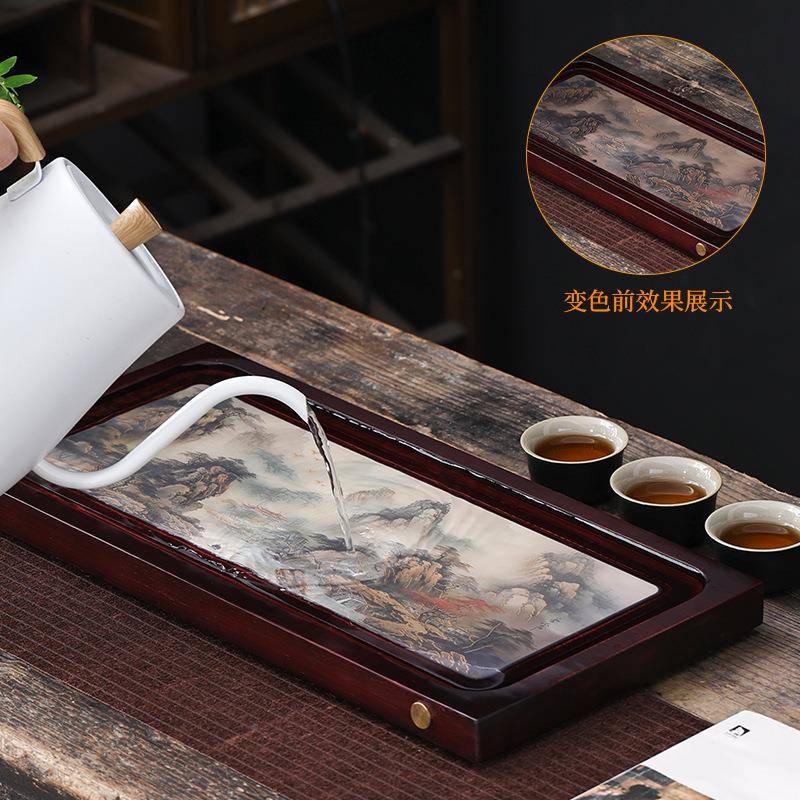 遇热变盘UMG竹制小茶台茶具色托盘中式家用茶储水海排水两用干泡