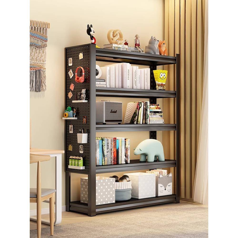 用钢制书架置物架儿童学收生简家易书柜客厅多层地储物纳落TZW架