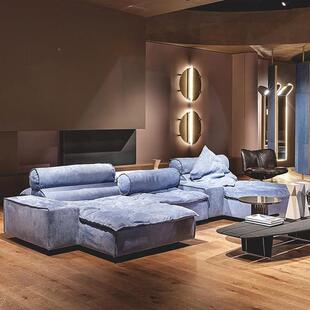 意式极迈阿密沙发超柔舒EKW服软磨简砂羽绒布布艺沙发别墅大小户