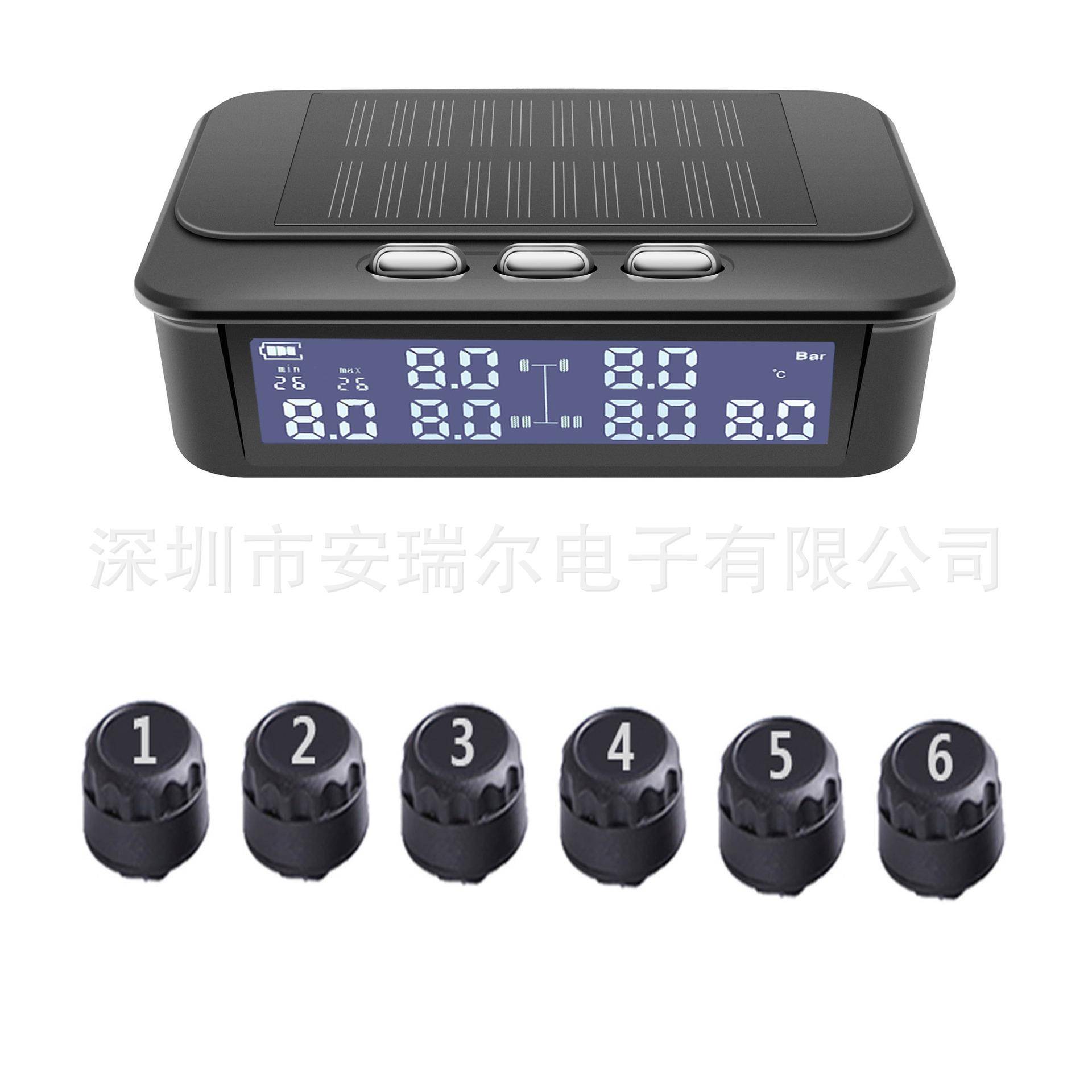 太阳能无KIF线胎压测器TPMS胎胎压监测器房车卡车轻卡货车压检监