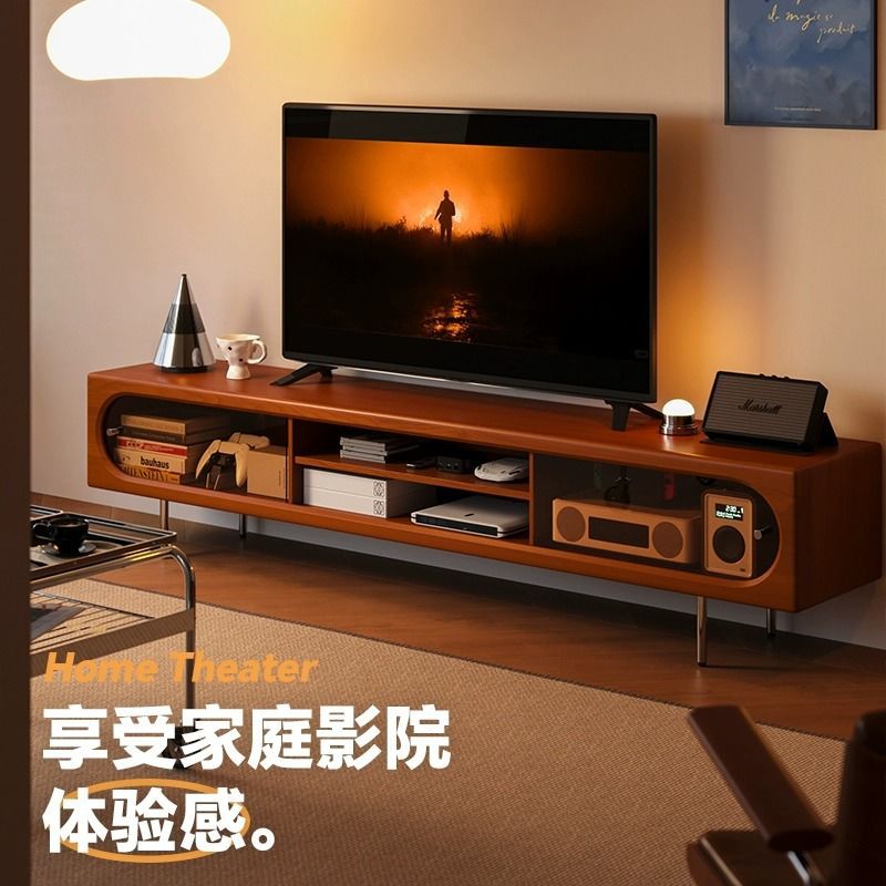 中古风实木玻璃移门电视柜
