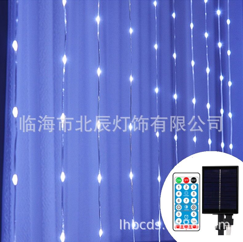 太阳能LED窗帘流水灯串低压