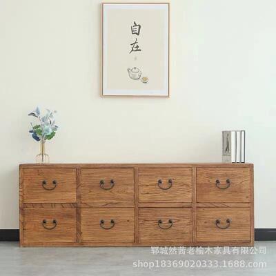 复古老榆木斗柜家式居客落能地电视柜抽屉式多73232功收纳储物厅
