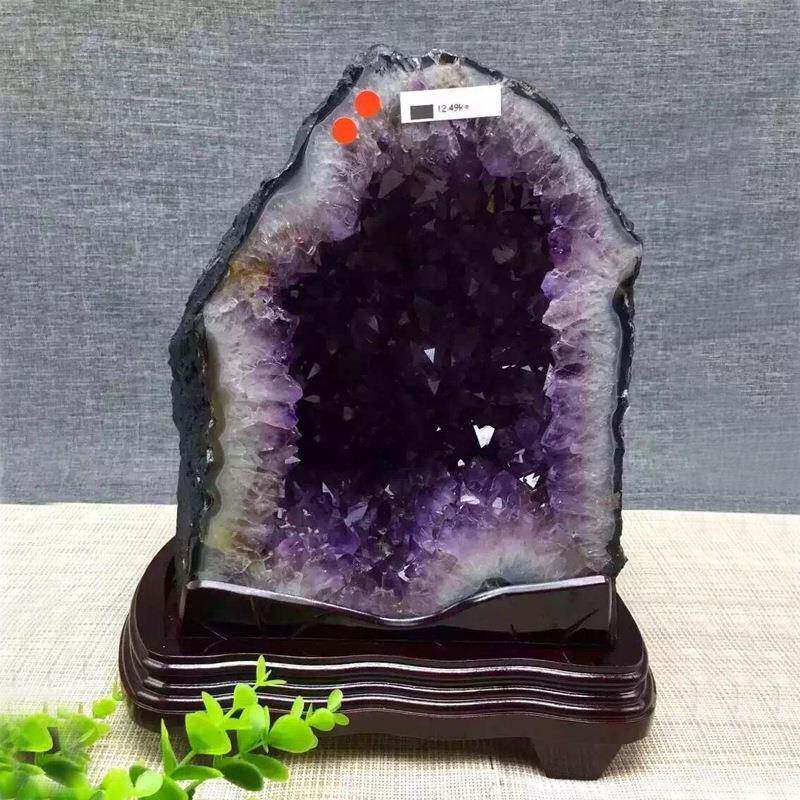 宝晶家洞聚盆摆件居巴西紫水晶消XBN磁紫摆件办公室风水