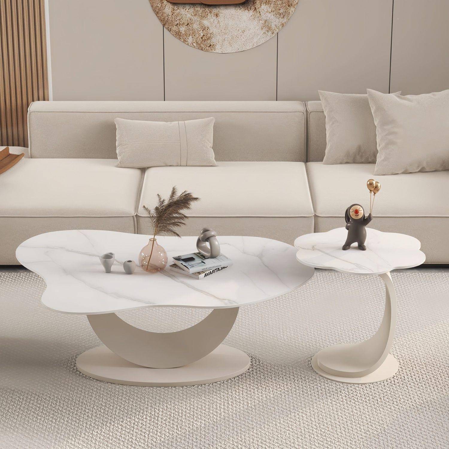 云朵RPZ岩板茶几奶用油风客厅家轻款奢现代户简约小型异形新茶桌