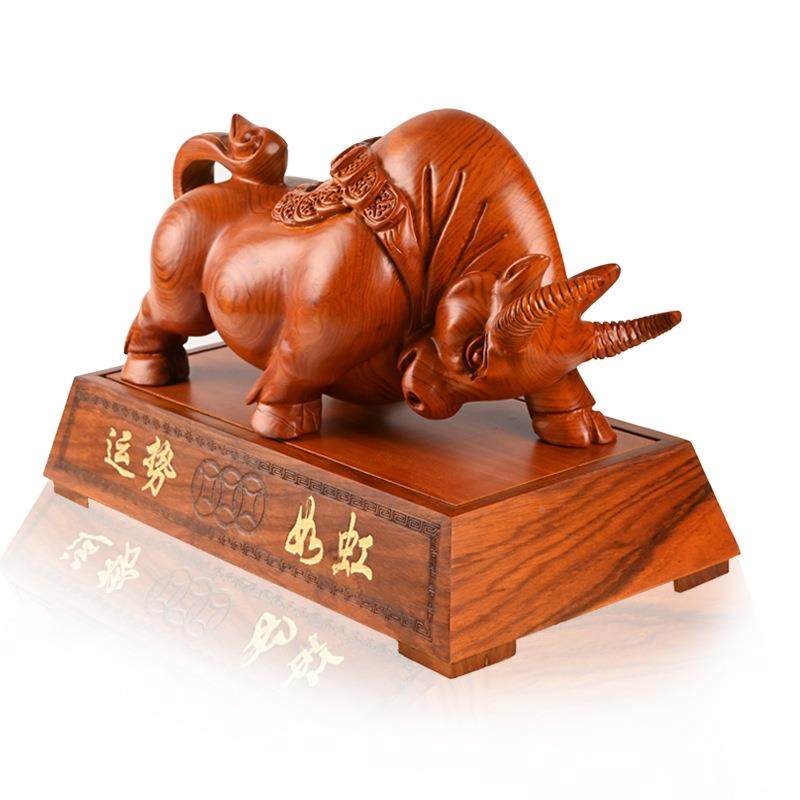 花梨雕GKV摆件实木十二生木肖家居牛办公室装饰木质工艺品厂品家