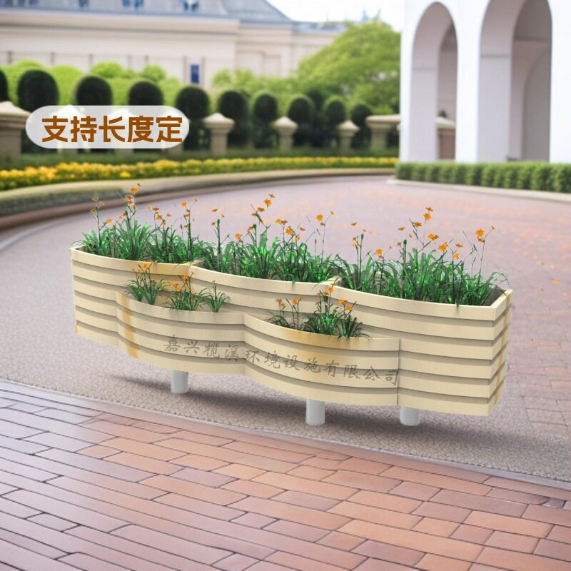 PVC户外市政广场弧形落地花箱