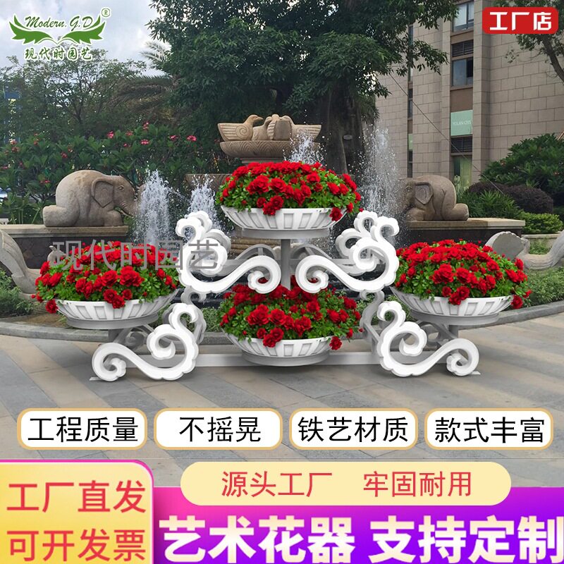 新款市政道路景观花架白色