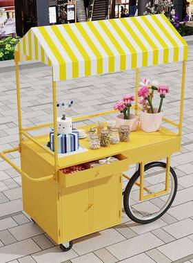 铁艺车户外花DD102264车摆摊糯小米饭移吃小推夜市摊位手推车动地