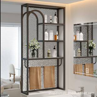 卫生间半墙断室屏风干分离浴洗漱台铁湿艺不锈钢置81691隔物架子