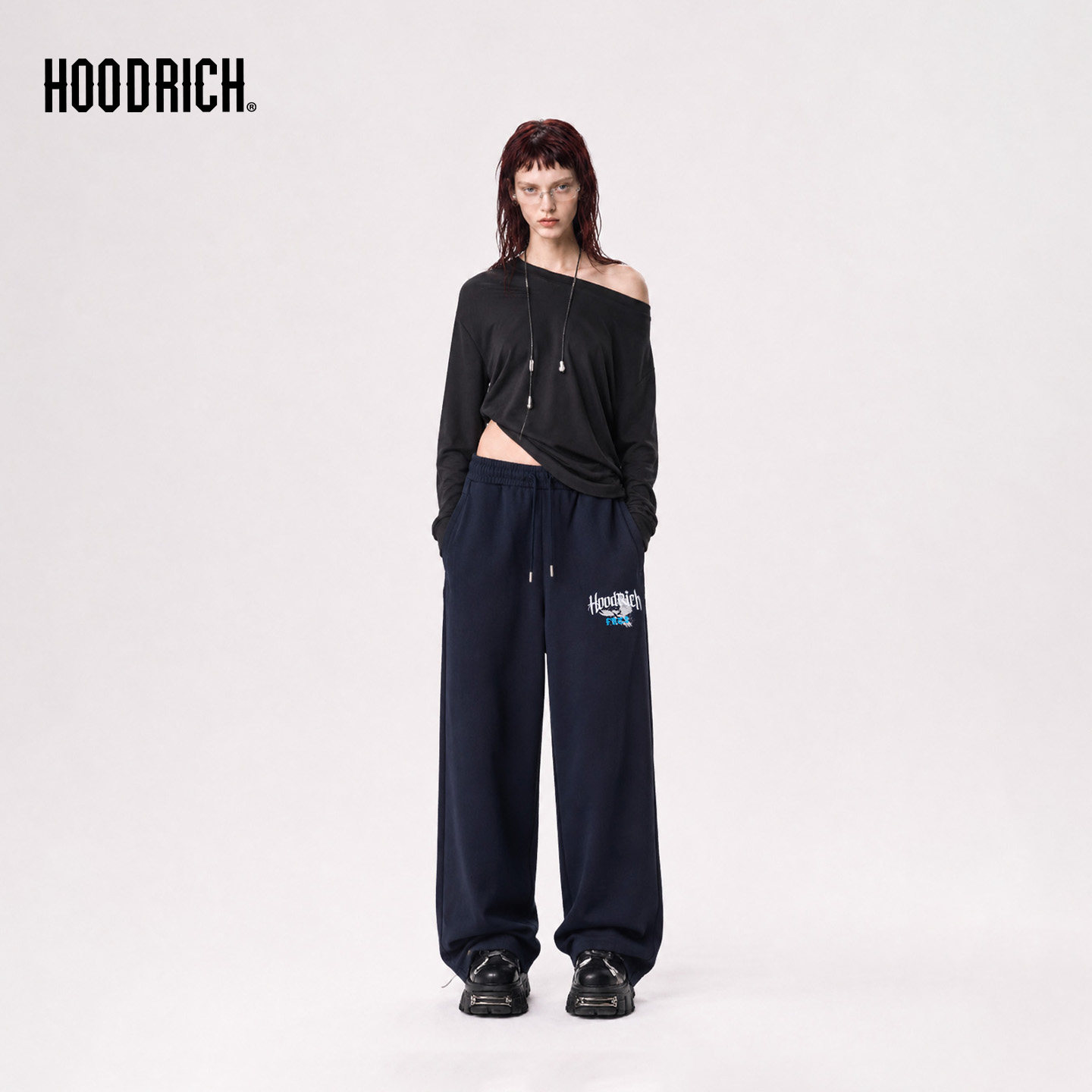 HOODRICH美式复古和平鸽字母刺绣卫裤潮牌秋季休闲百搭直筒裤男款