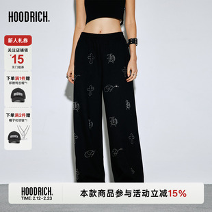 HOODRICH十字架哥特字母烫钻直筒卫裤潮流新款宽松情侣休闲运动裤