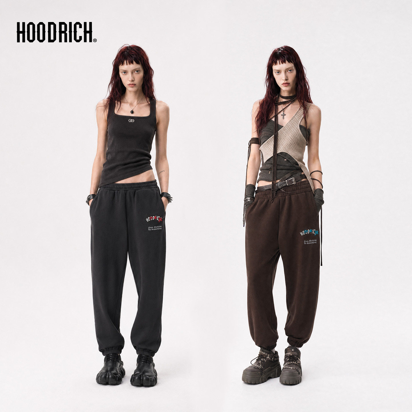 HOODRICH哥特字母彩色刺绣束脚卫裤潮牌运动印花百搭休闲裤男款