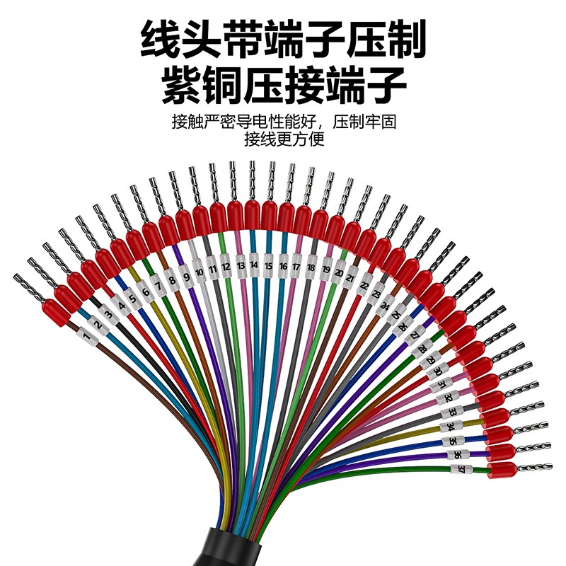 多普瑞 DB37串口线带号码管端子线DB37并口线 DB44连接线37芯单头