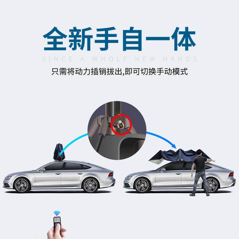 自动汽车遮阳家伞多云全伞智衣能私车车车棚移278动车库电动遮阳