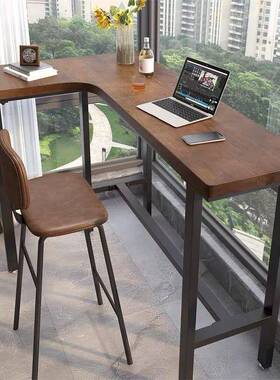 转角吧台约家用长条实木书桌桌隔墙RJE断阳台靠简角卧室工作台高