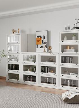 柜3Y实木书收柜美式靠墙带客门HBS01玻璃门纳厅储物一体落地上翻