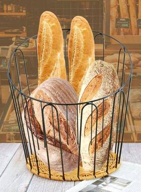 法棍筐藤编身部镂手包工编摆织铁筐收纳篮空法式面陈列装饰t$*&yl