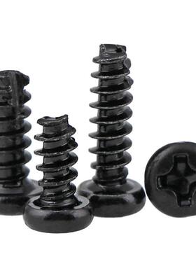 黑色十字圆头割尾自攻螺P丝钉开343槽盘头T螺钉小M2M3/M35./M4