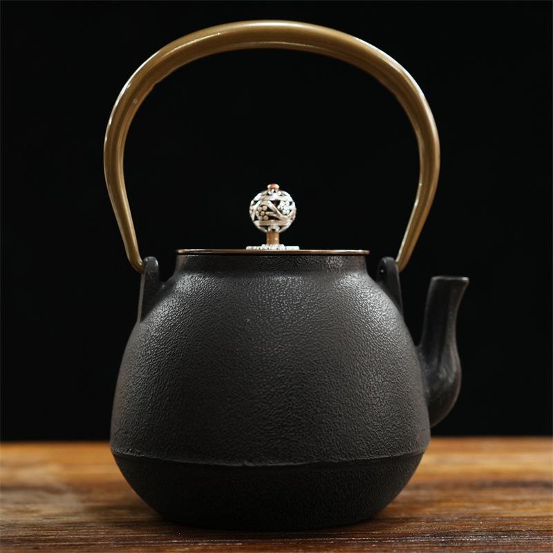 层日式家生铁壶铸铁茶壶1200ml佛用围炉煮茶壶手工搪瓷涂铁泡茶壶