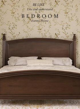 IXJ简美风乡村美式木实床床现代简约1.8M双人复古法式轻奢婚床床