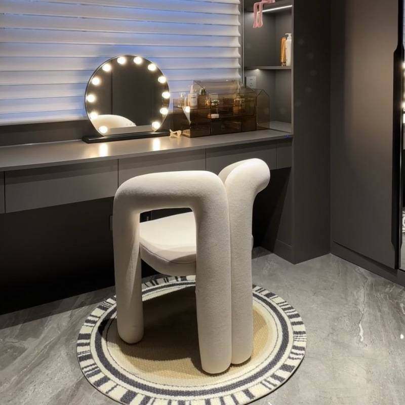 奶油风家用化妆椅梳妆凳美甲店椅子设计师卧室轻奢靠背梳妆台凳子